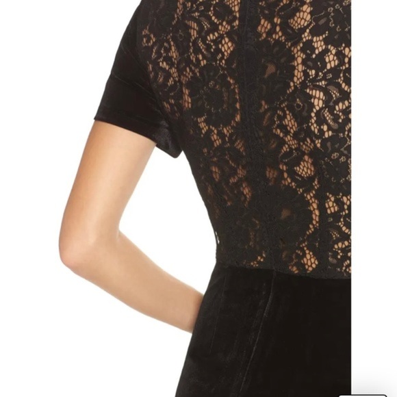 French Connection Aurore lace‎ back black velvet wide Culotte jumpsuit Size 4 - Picture 4 of 13